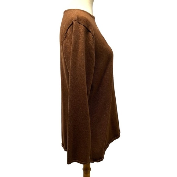 Bob Mackie Wearable Art Brown Metallic Angel Long Sleeve Tunic Top Womens Medium - Picture 7 of 10